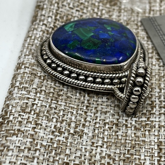 Vintage 925 Sterling Silver Azurite-Malachite Pendant - Picture 12 of 17